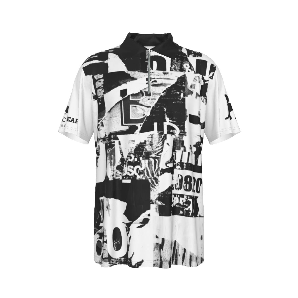 All-Over Print Men's Lapel Zip Short Sleeve POLO