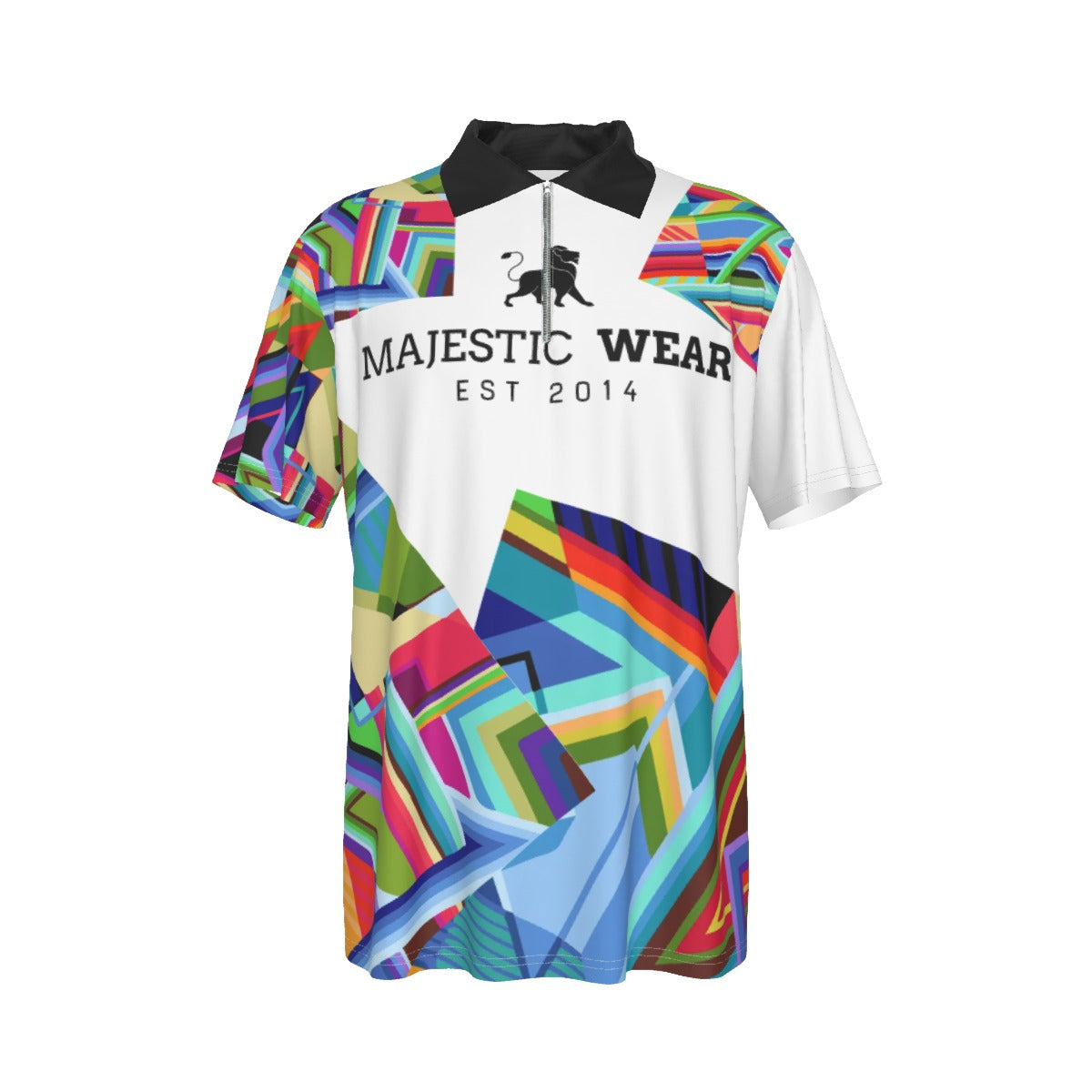 All-Over Print Men's Lapel Zip Short Sleeve POLO