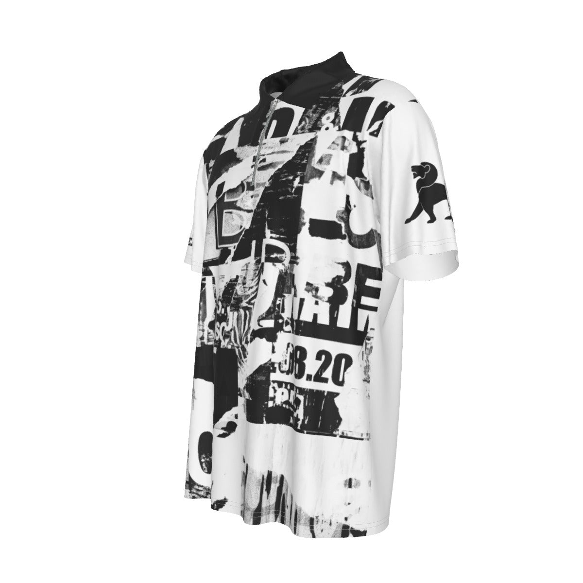 All-Over Print Men's Lapel Zip Short Sleeve POLO