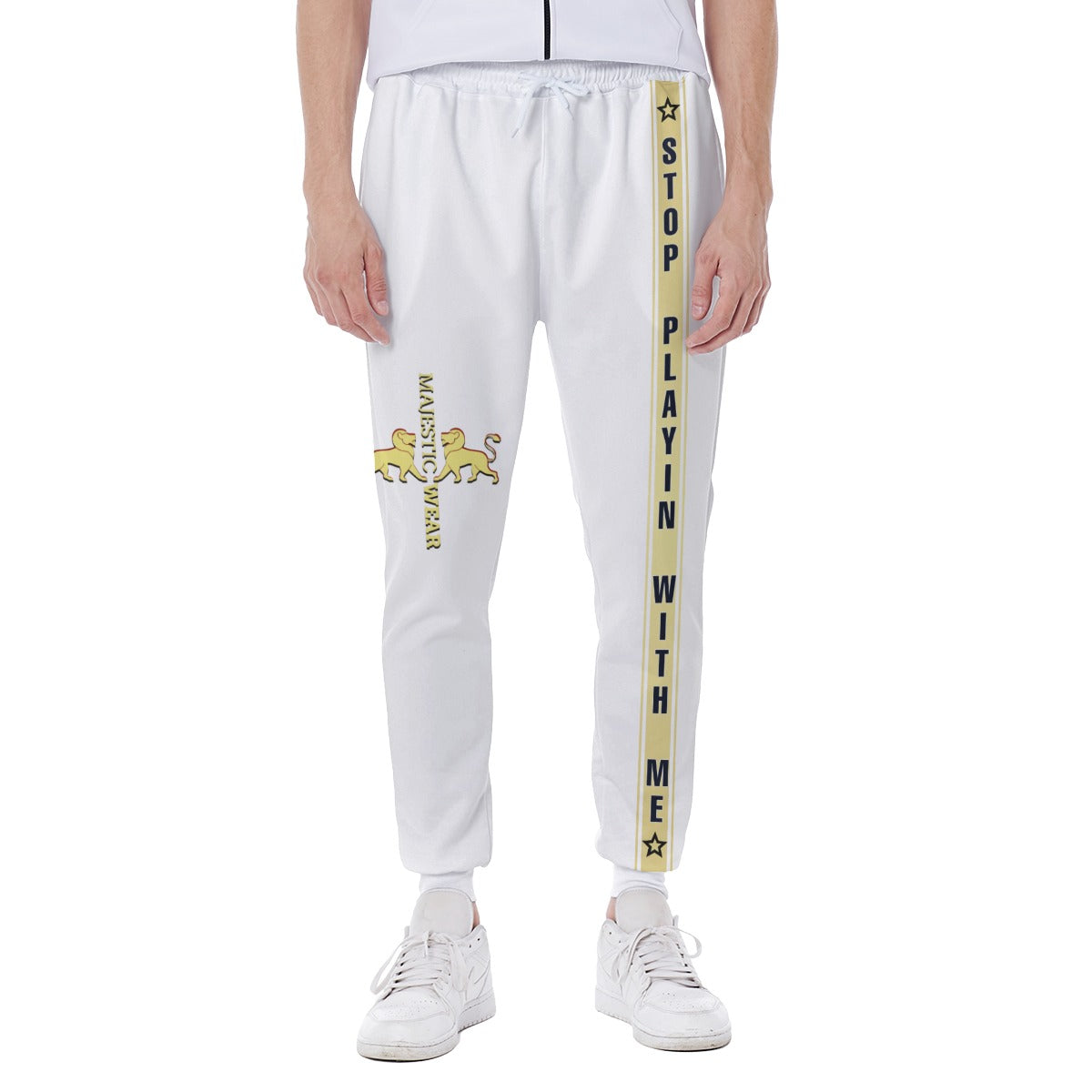 Stop Playin With Me White Sweatpants