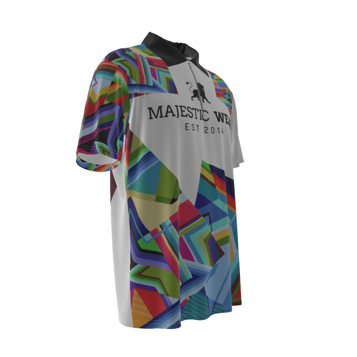 All-Over Print Men's Lapel Zip Short Sleeve POLO