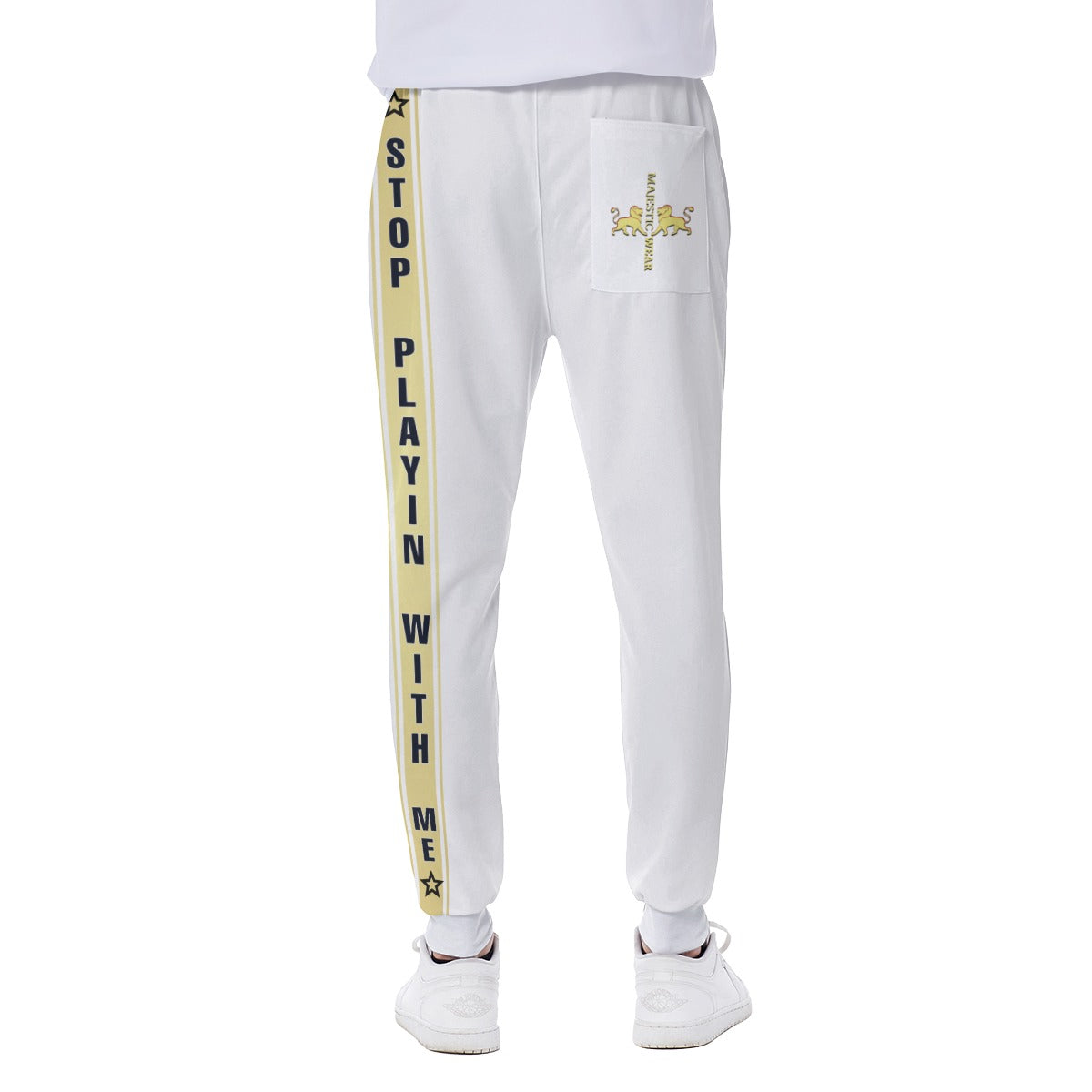 Stop Playin With Me White Sweatpants