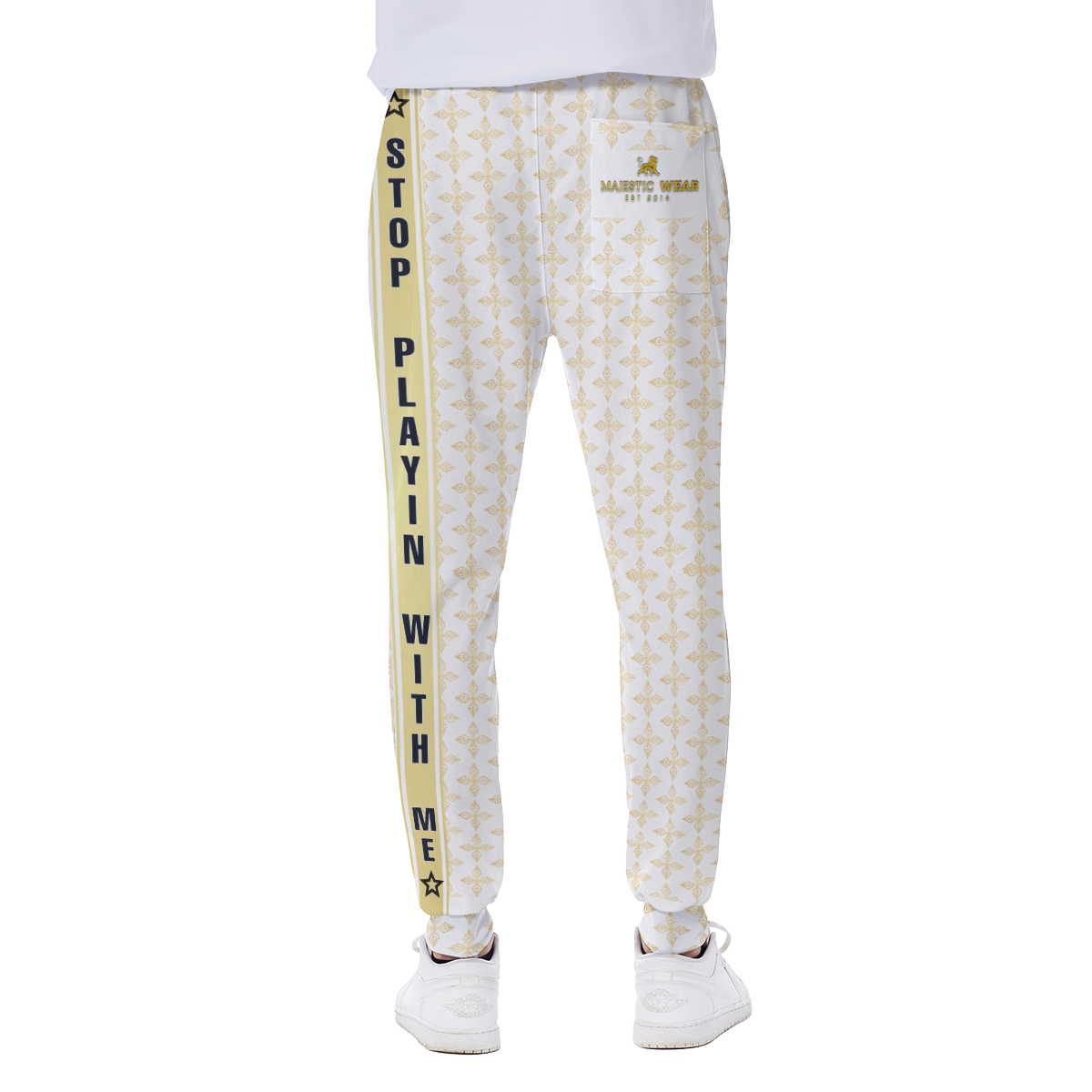 Stop Playin With Me Sweatpants -White (Jacket Sold Separately)