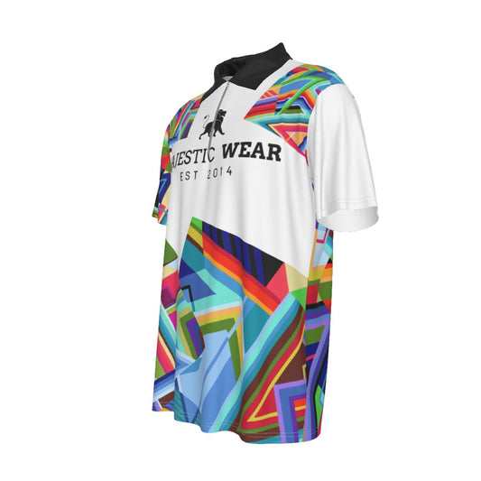 All-Over Print Men's Lapel Zip Short Sleeve POLO